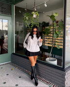 Heather Grey Confetti Cable Knit Sweater-FINAL SALE