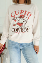 Light Beige Cupid Cowboy Graphic Sweatshirt - FINAL SALE