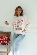 Light Beige Cupid Cowboy Graphic Sweatshirt - FINAL SALE
