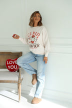 Light Beige Cupid Cowboy Graphic Sweatshirt - FINAL SALE