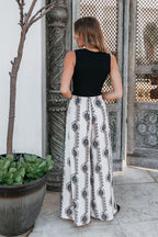 Ivory Print Wide Leg Pants