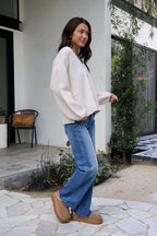 Ivory Stitch Trim Button Up Sweater - FINAL SALE