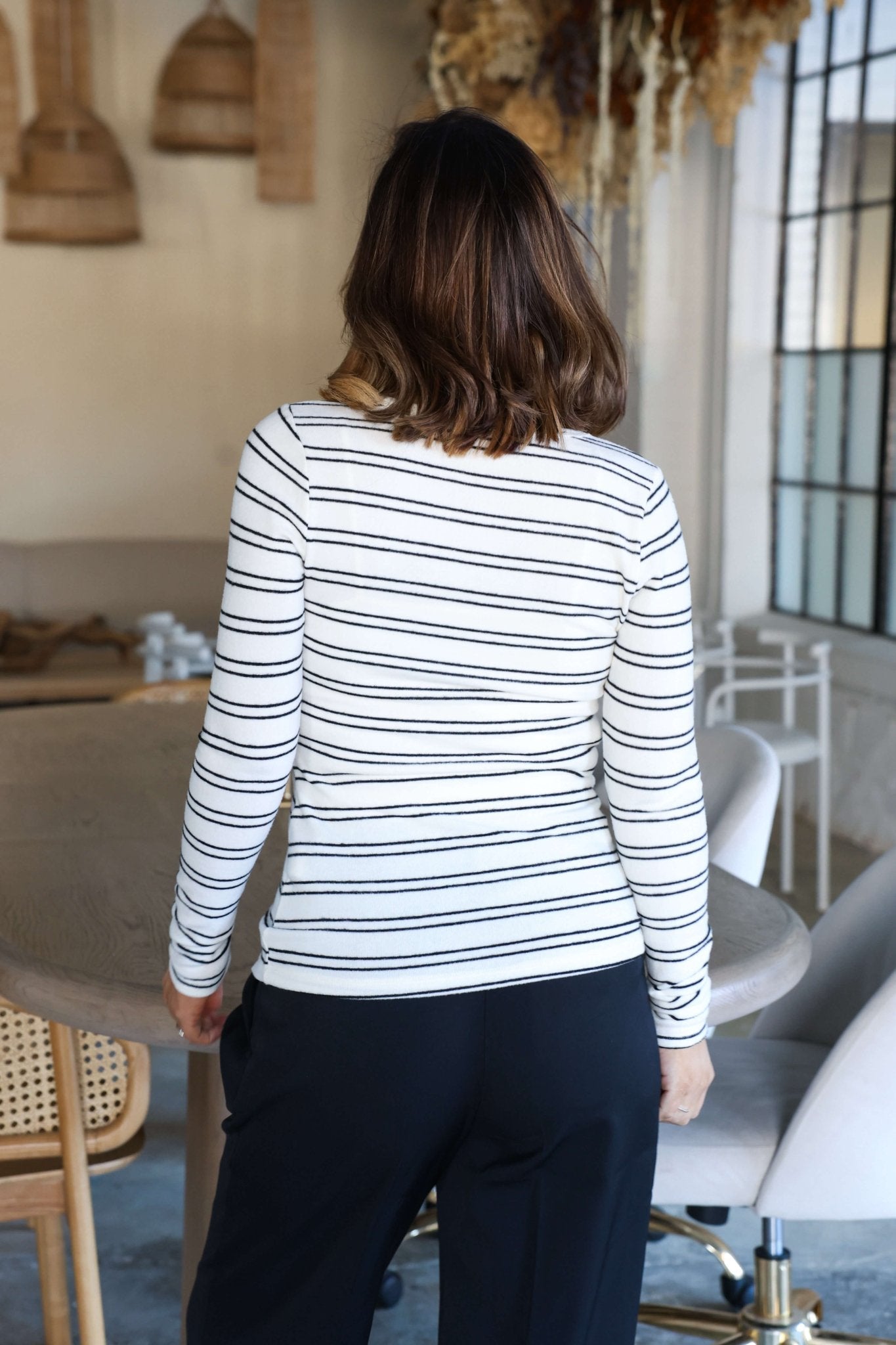Jenna Black and White Double Stripe Top-FINAL SALE