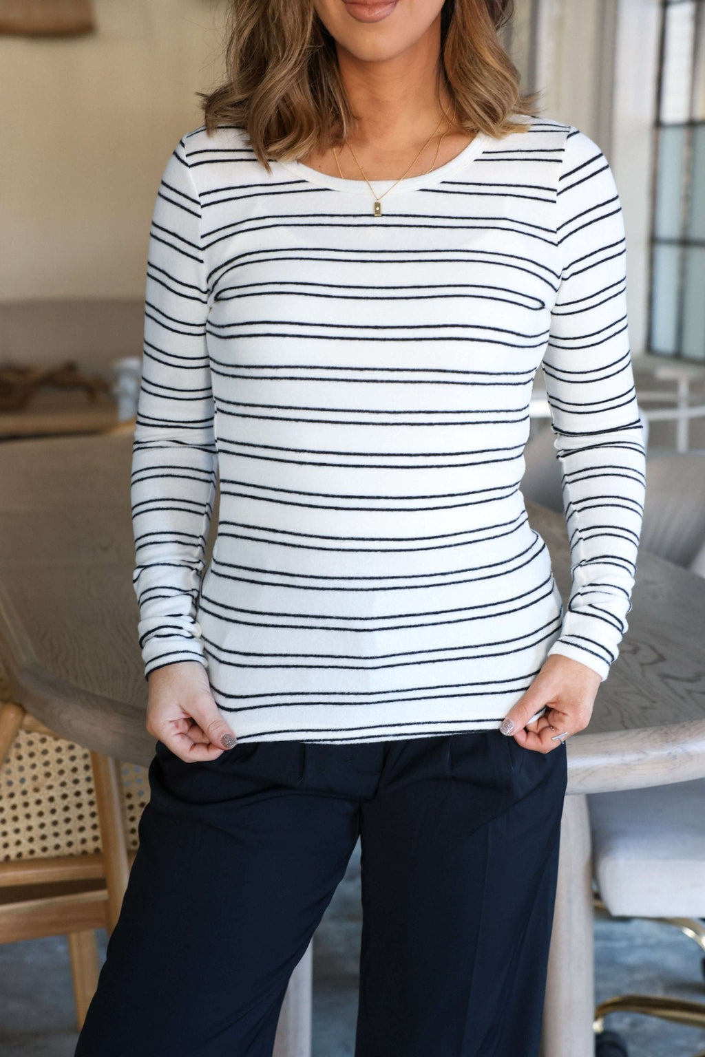 Jenna Black and White Double Stripe Top-FINAL SALE