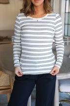 Jenna Black and White Double Stripe Top-FINAL SALE