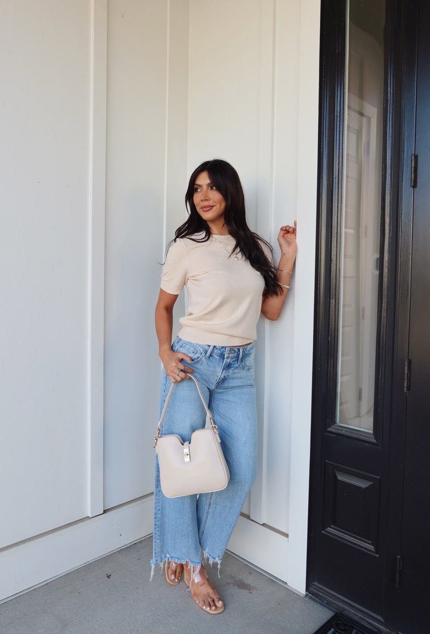 Kiersten Champagne Short Sleeve Sweater