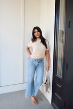 Kiersten Champagne Short Sleeve Sweater