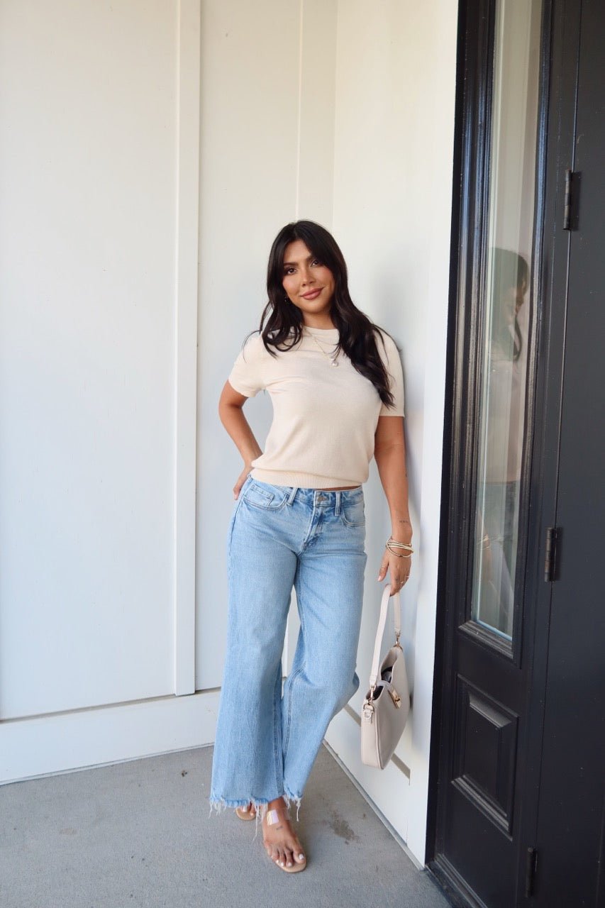 Kiersten Champagne Short Sleeve Sweater