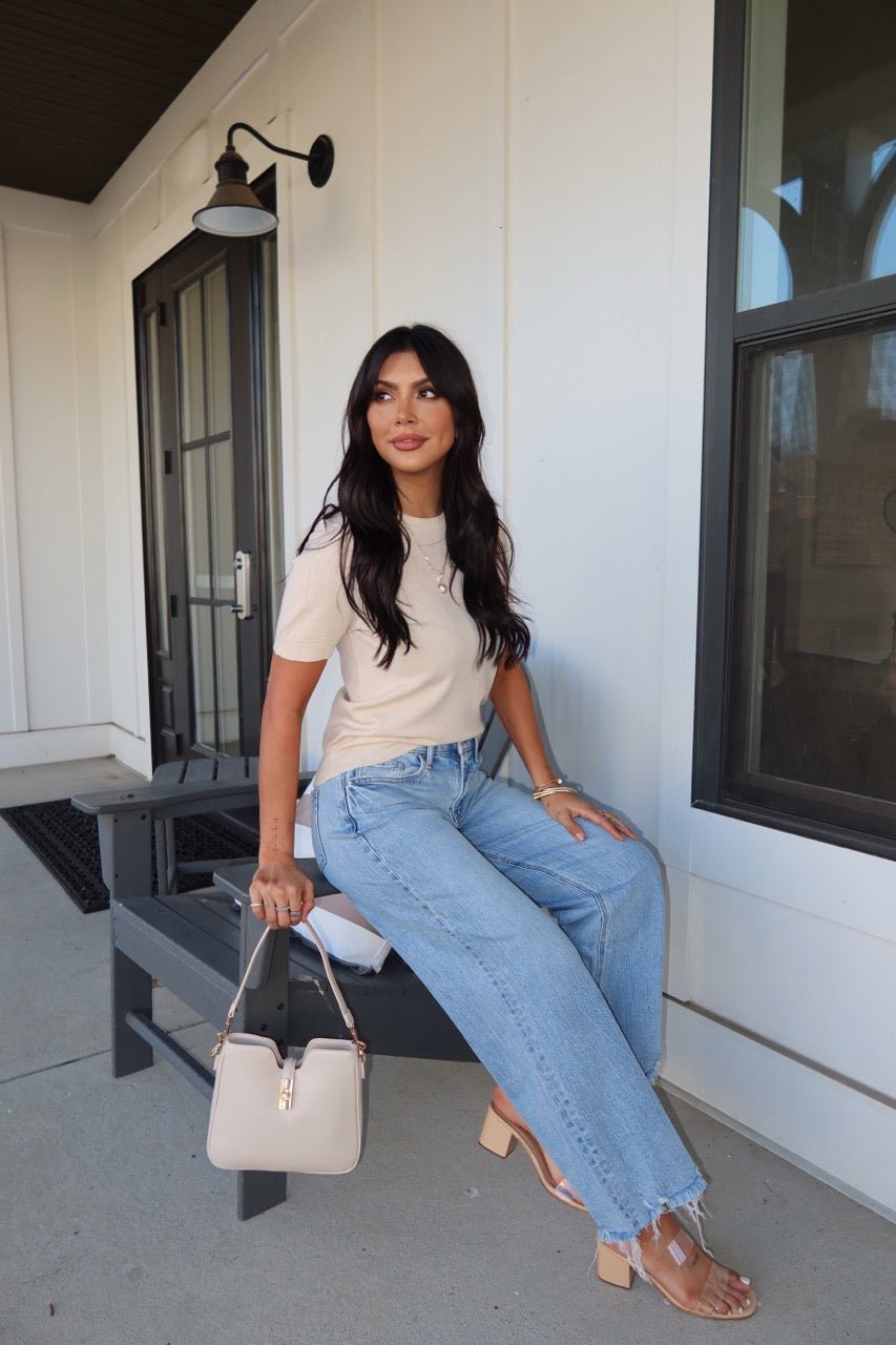 Kiersten Champagne Short Sleeve Sweater
