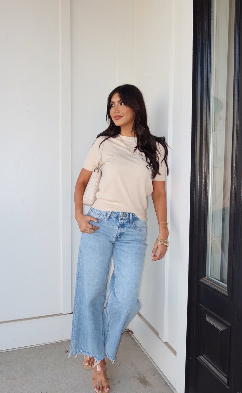 Kiersten Champagne Short Sleeve Sweater