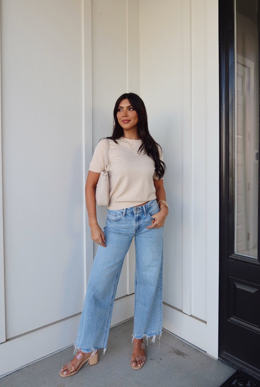 Kiersten Champagne Short Sleeve Sweater
