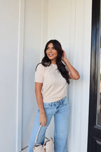 Kiersten Champagne Short Sleeve Sweater