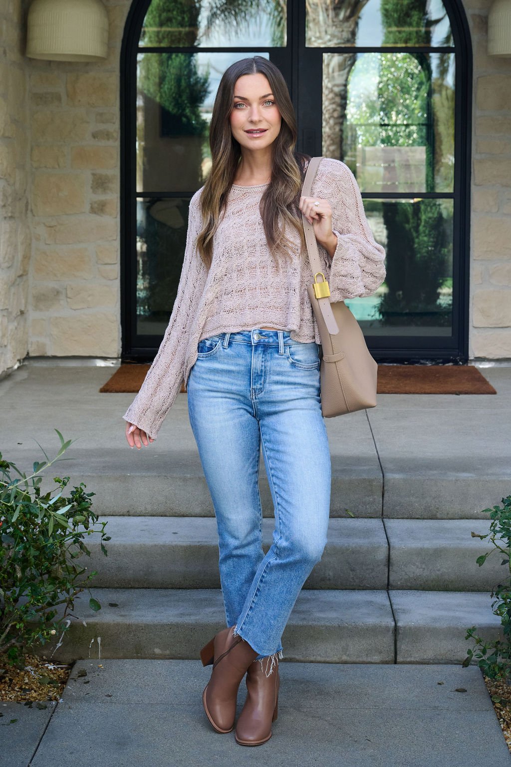 Laurel Taupe Open Knit Sweater - FINAL SALE