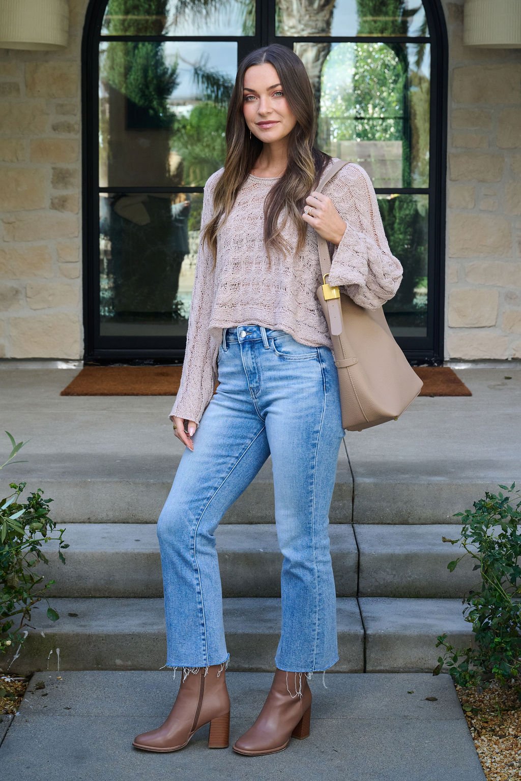 Laurel Taupe Open Knit Sweater - FINAL SALE