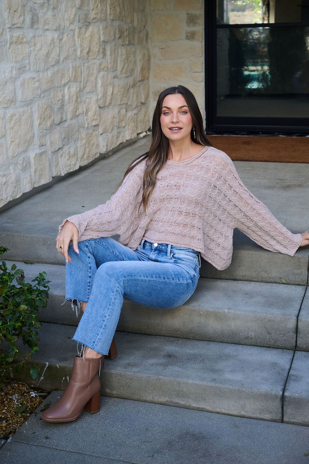 Laurel Taupe Open Knit Sweater - FINAL SALE