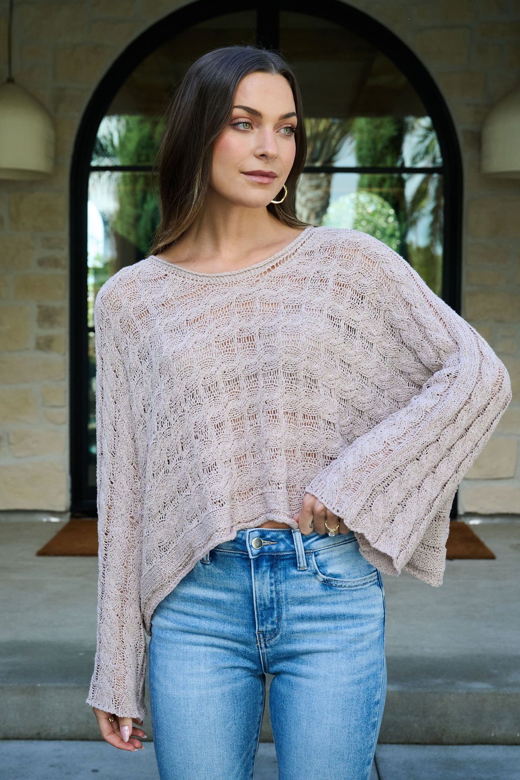 Laurel Taupe Open Knit Sweater - FINAL SALE