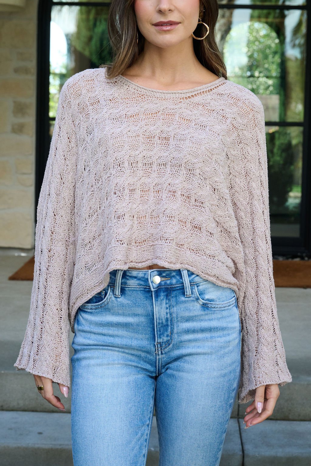 Laurel Taupe Open Knit Sweater - FINAL SALE