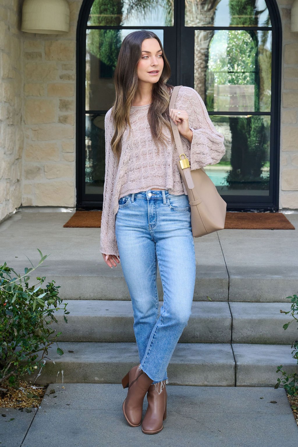 Laurel Taupe Open Knit Sweater - FINAL SALE