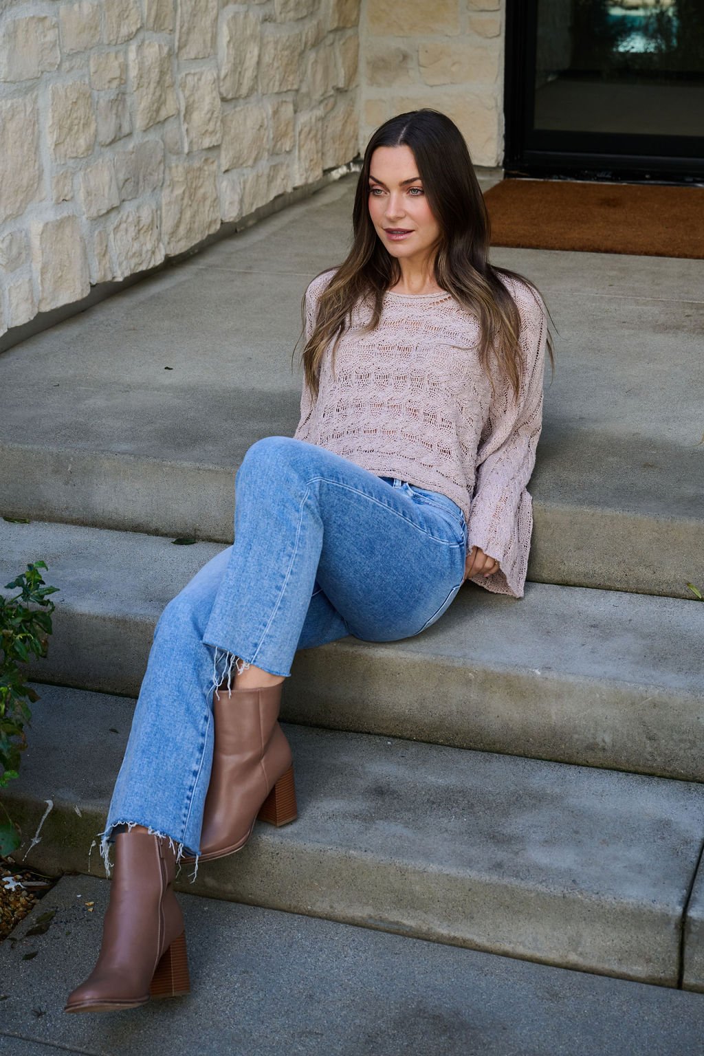 Laurel Taupe Open Knit Sweater - FINAL SALE