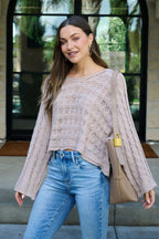 Laurel Taupe Open Knit Sweater - FINAL SALE