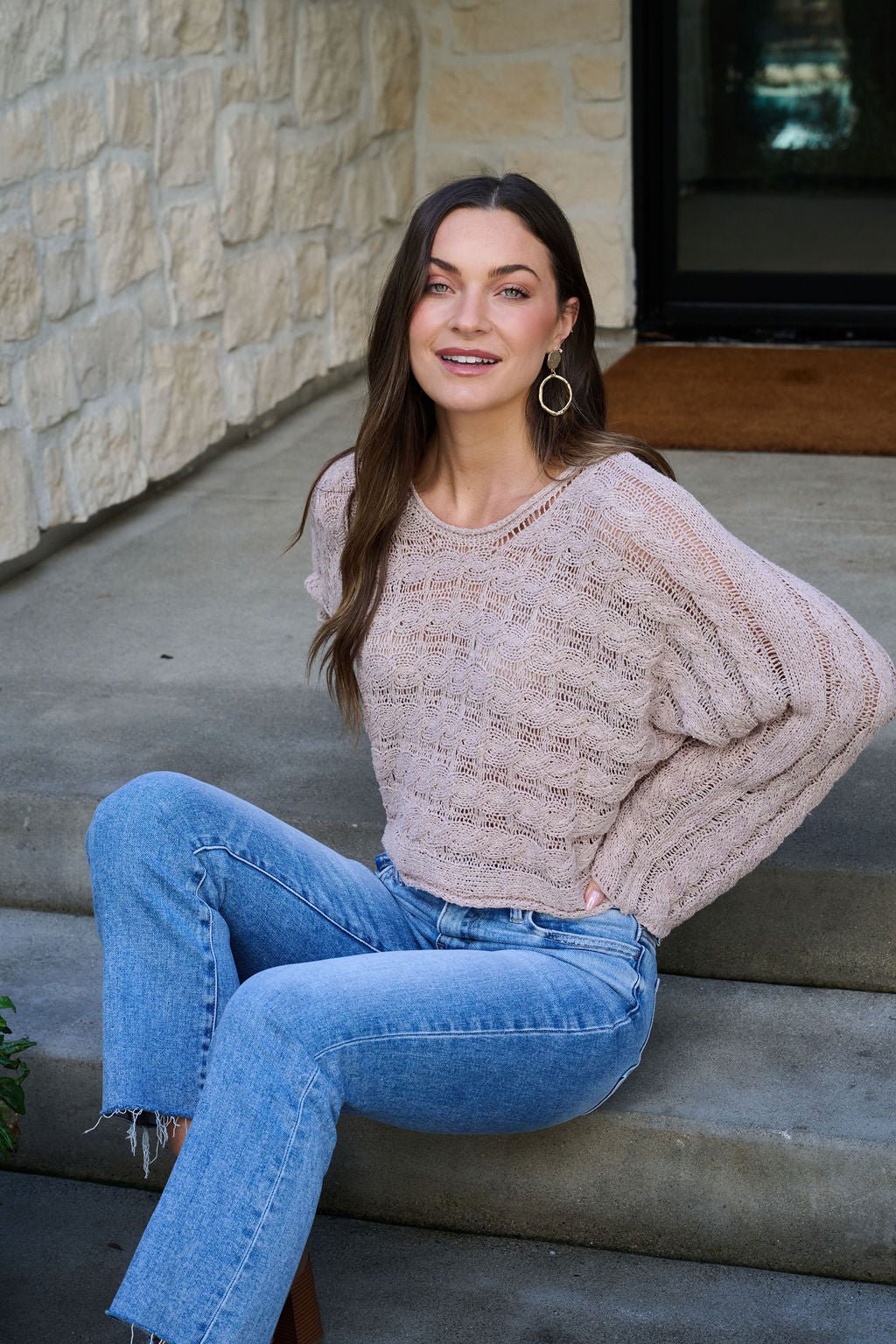 Laurel Taupe Open Knit Sweater - FINAL SALE