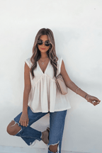 Lena's Carefree Afternoon Cream Babydoll Top
