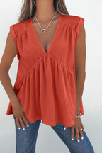 Lena's Carefree Afternoon Coral Babydoll Top