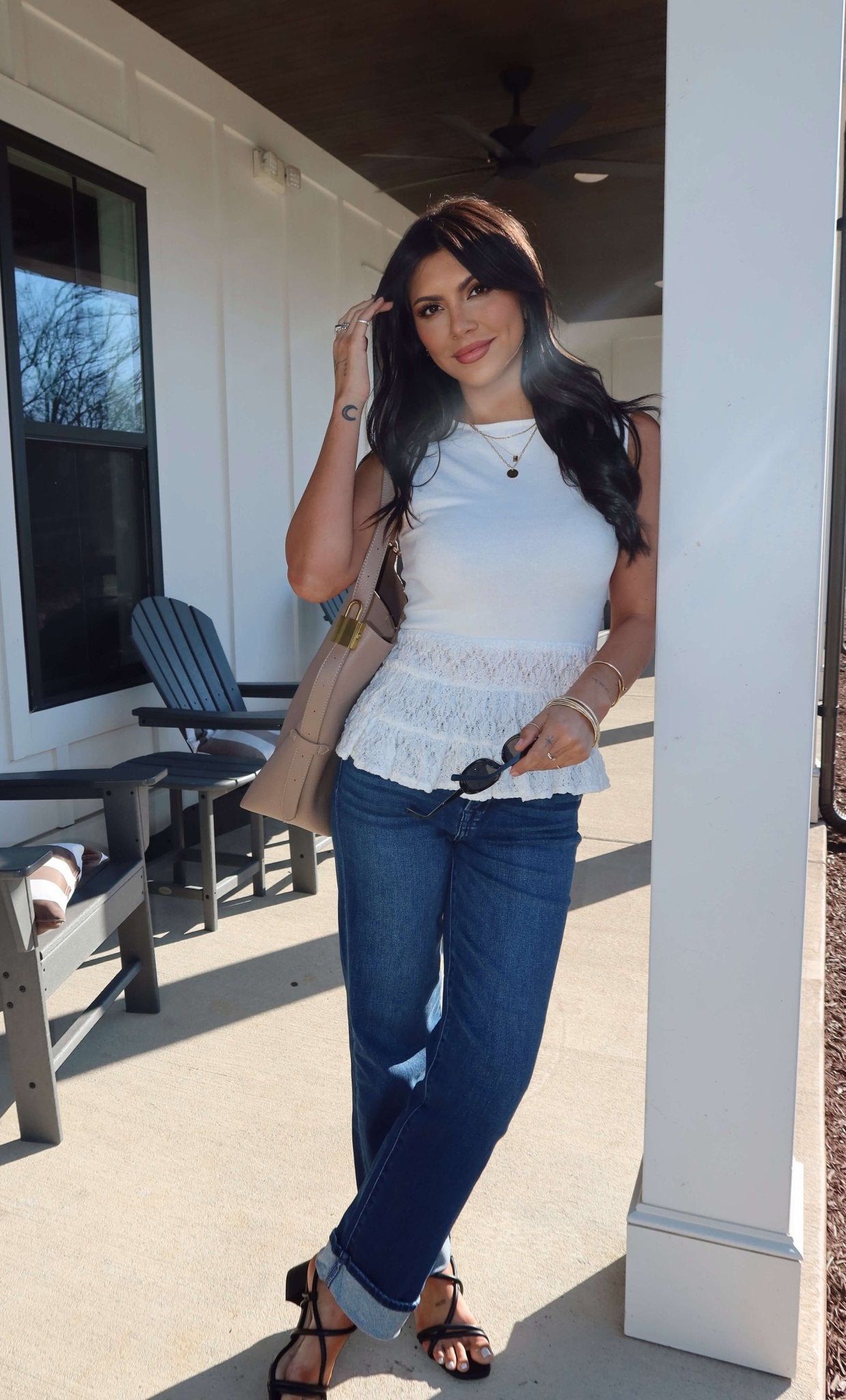 Lilly White Lace Peplum Top