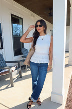 Lilly White Lace Peplum Top