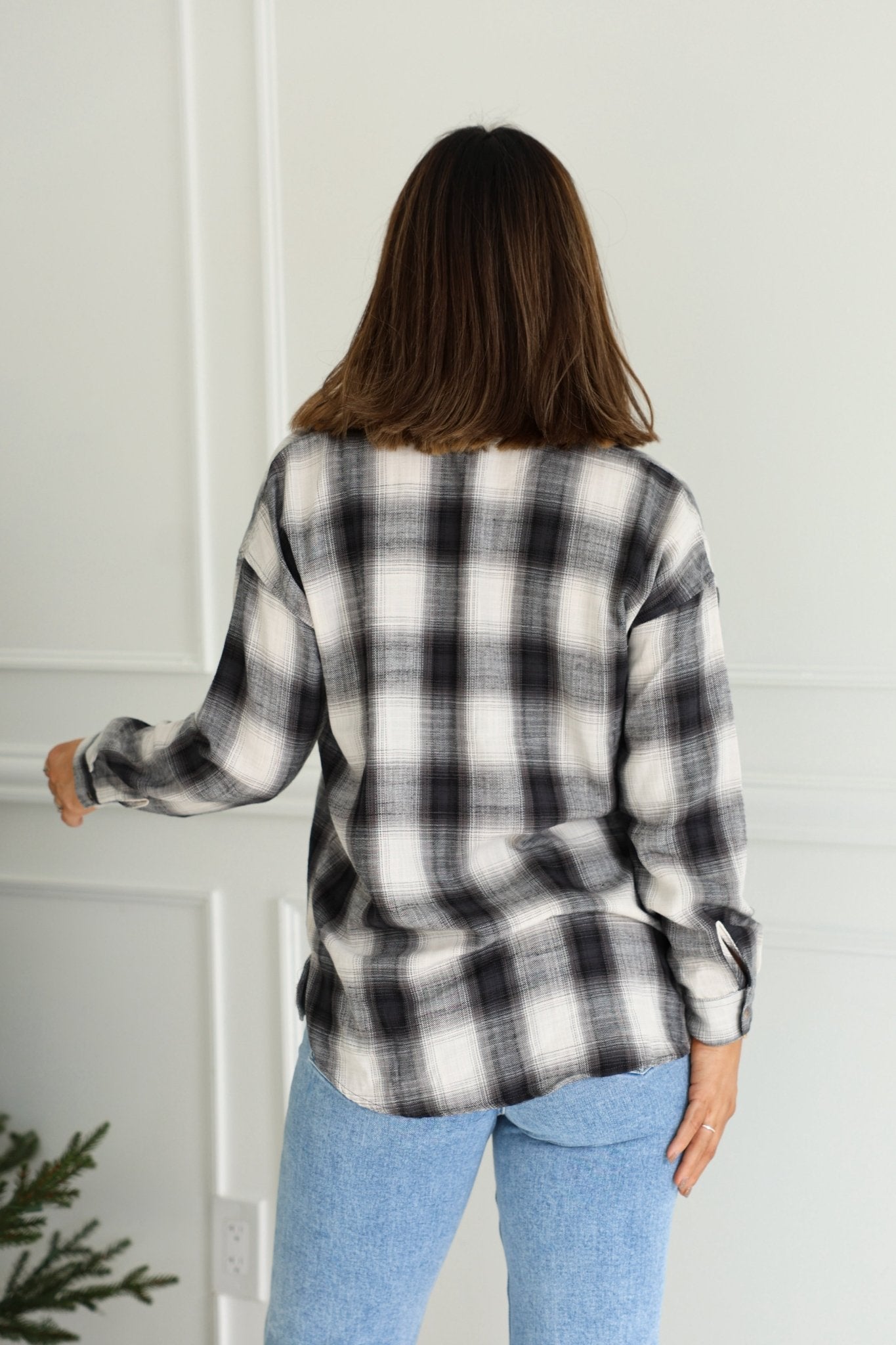Madelyn Charcoal Plaid Flannel Shirt - FINAL SALE