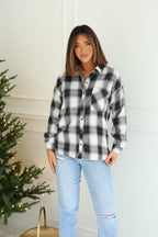 Madelyn Charcoal Plaid Flannel Shirt - FINAL SALE