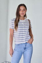 Marina Blue and White Striped Sweater Cardigan - FINAL SALE