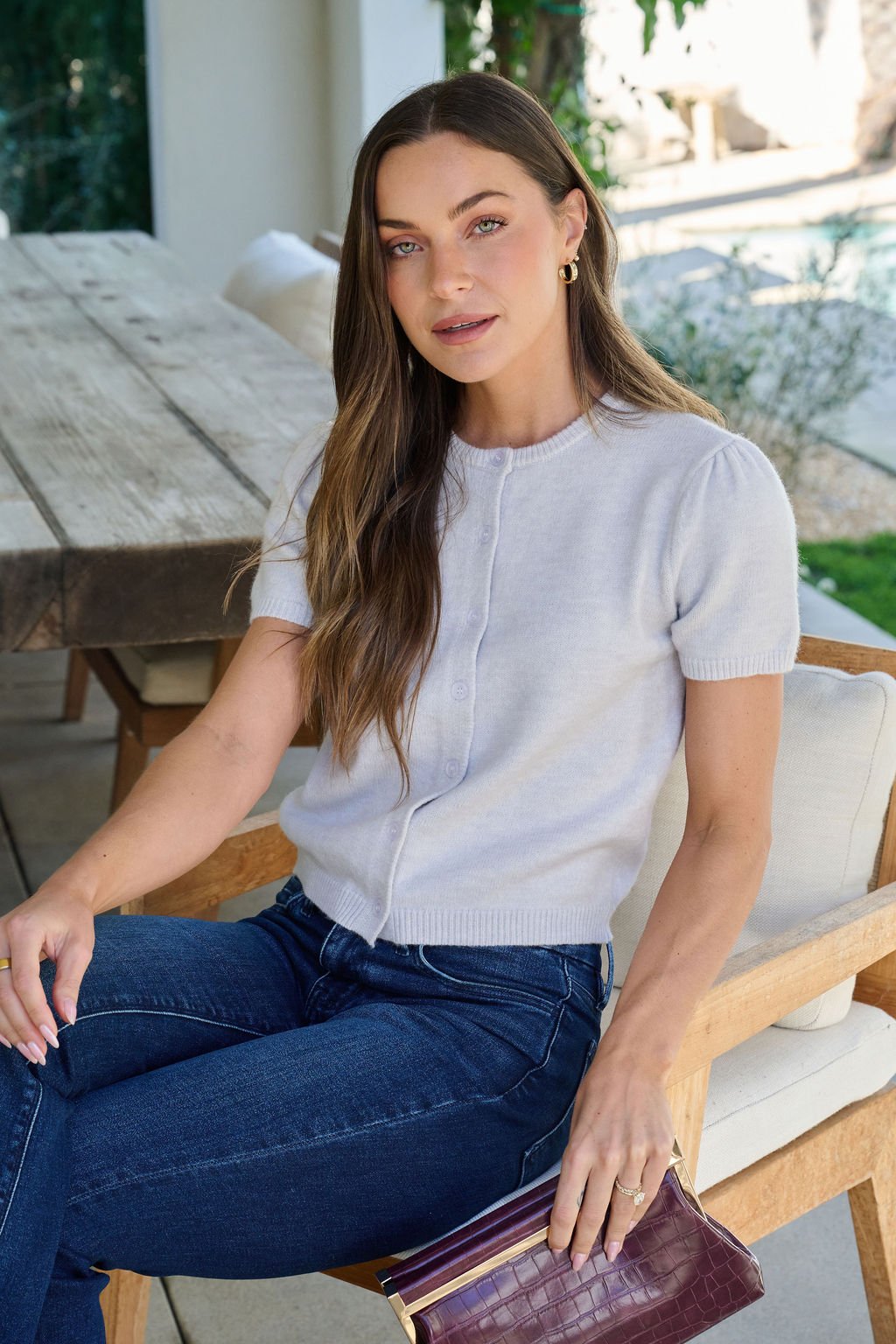 Maura Grey Short Sleeve Sweater Cardigan