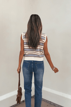 Multi Blue Striped Sweater Vest