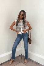 Multi Blue Striped Sweater Vest