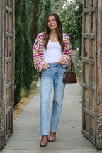 Multi Color Striped Open Front Cardigan - FINAL SALE