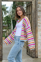 Multi Color Striped Open Front Cardigan - FINAL SALE