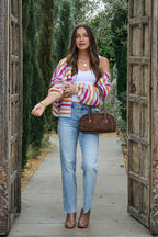 Multi Color Striped Open Front Cardigan - FINAL SALE