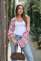 Multi Color Striped Open Front Cardigan - FINAL SALE