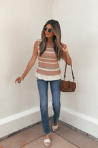 Multi Pink Striped Sleeveless Sweater