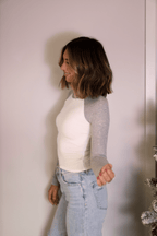 Natalie Grey Color Block Tee - FINAL SALE