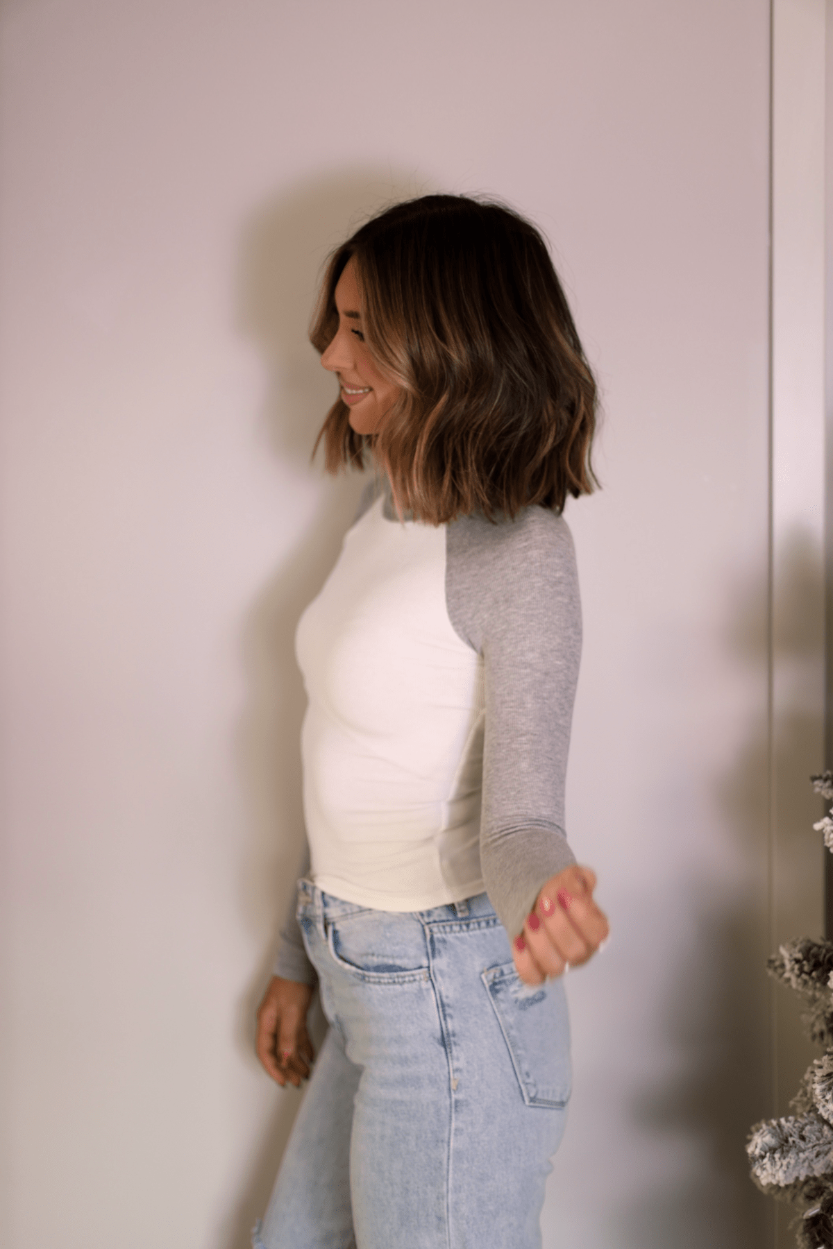 Natalie Grey Color Block Tee - FINAL SALE