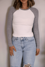 Natalie Grey Color Block Tee - FINAL SALE