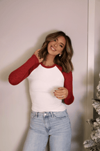 Natalie Red Color Block Tee - FINAL SALE