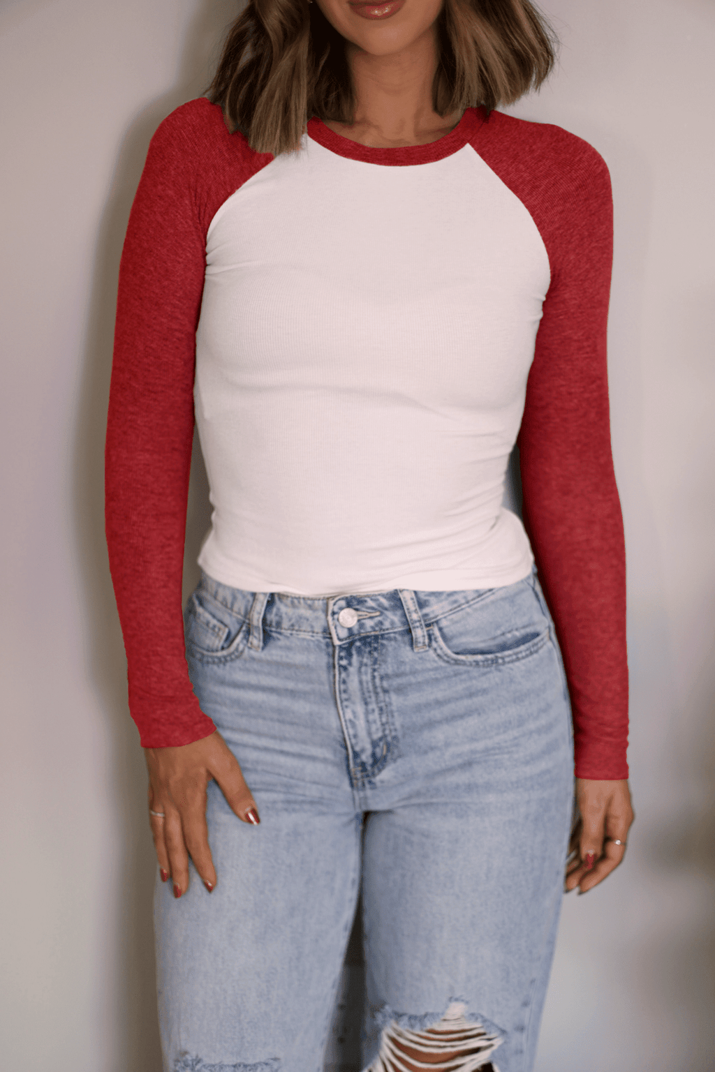 Natalie Red Color Block Tee - FINAL SALE