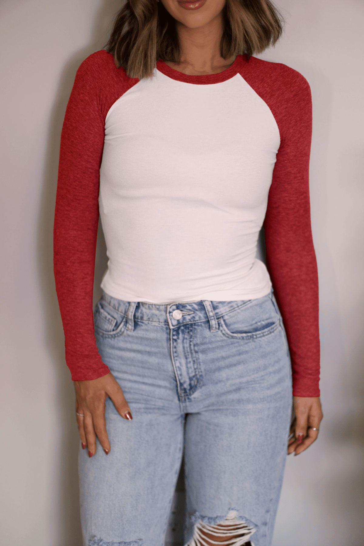 Natalie Red Color Block Tee - FINAL SALE