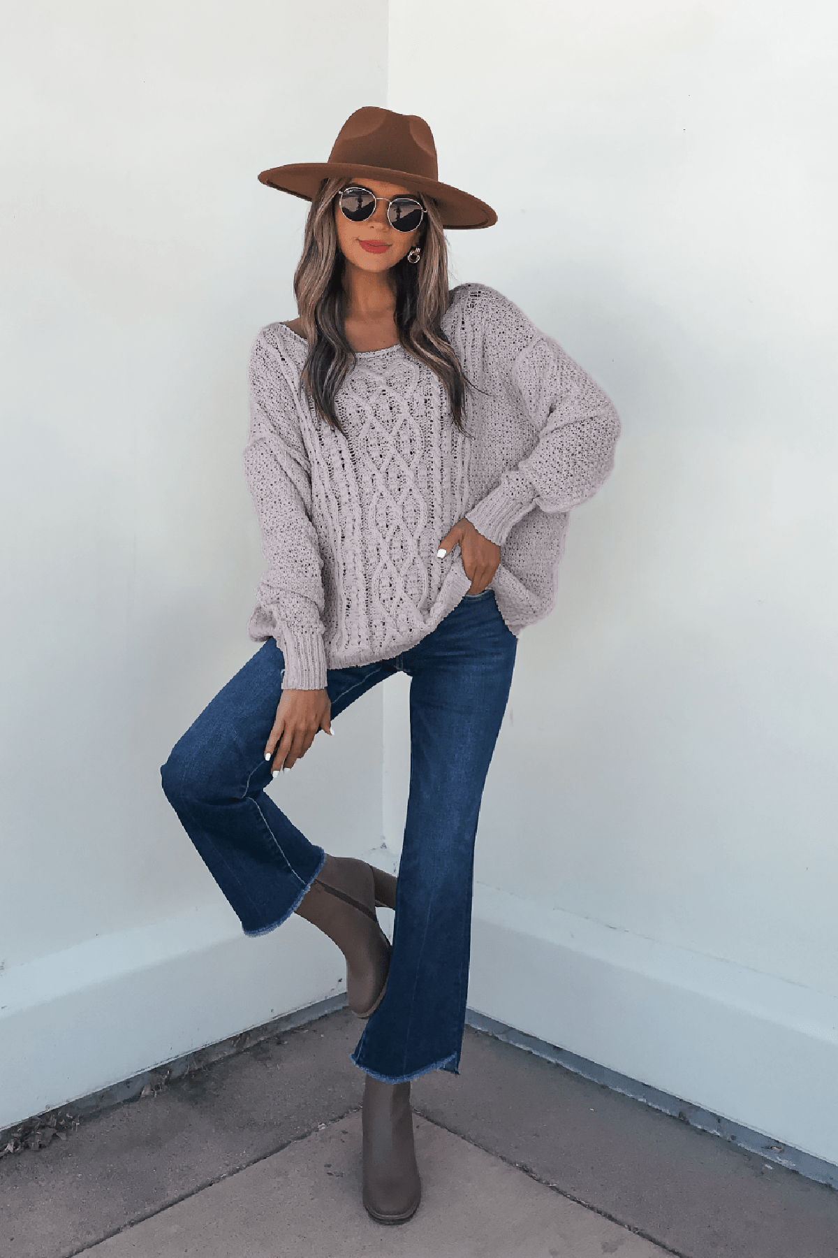 Natasha Grey Cable Knit Sweater - FINAL SALE