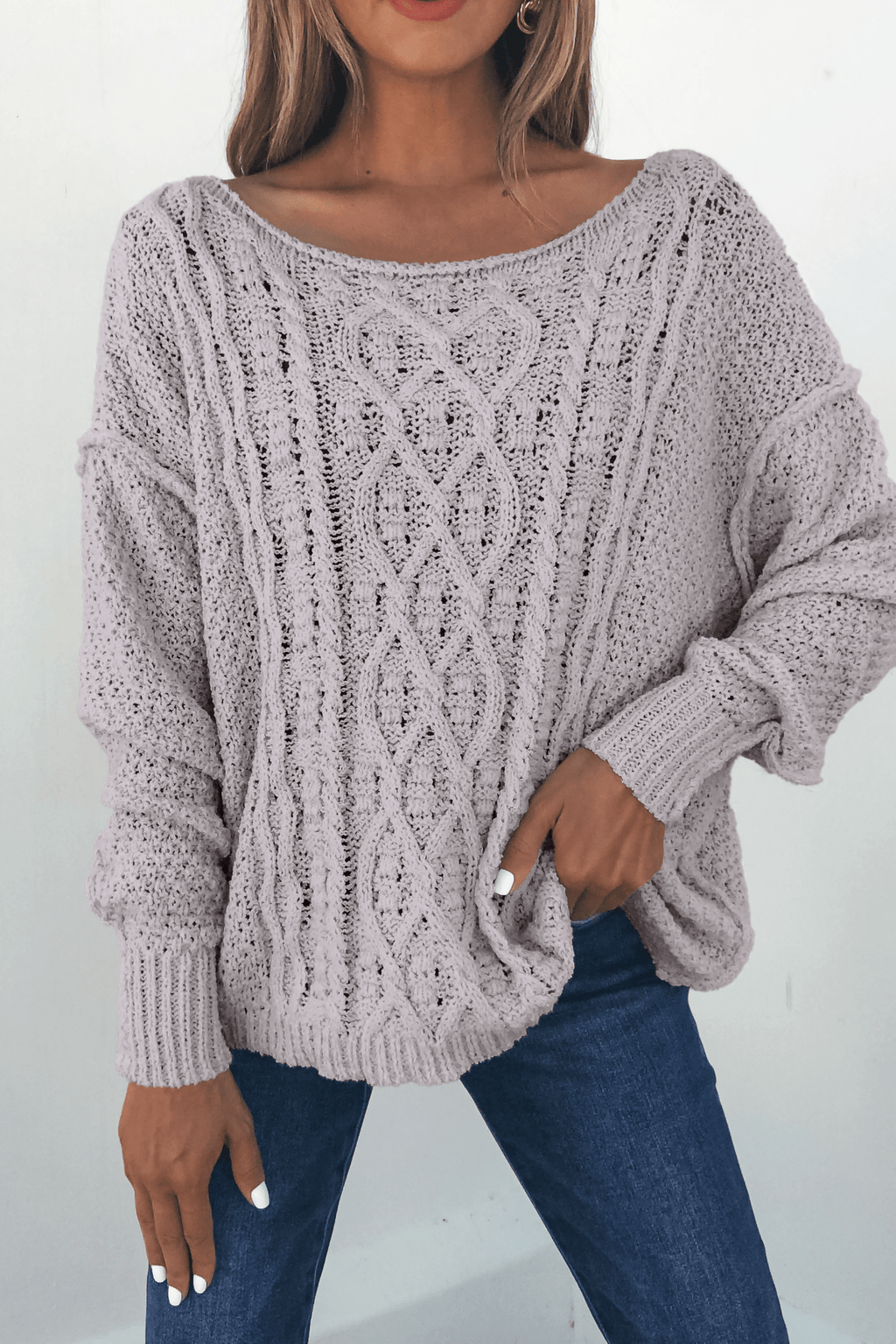 Natasha Grey Cable Knit Sweater - FINAL SALE