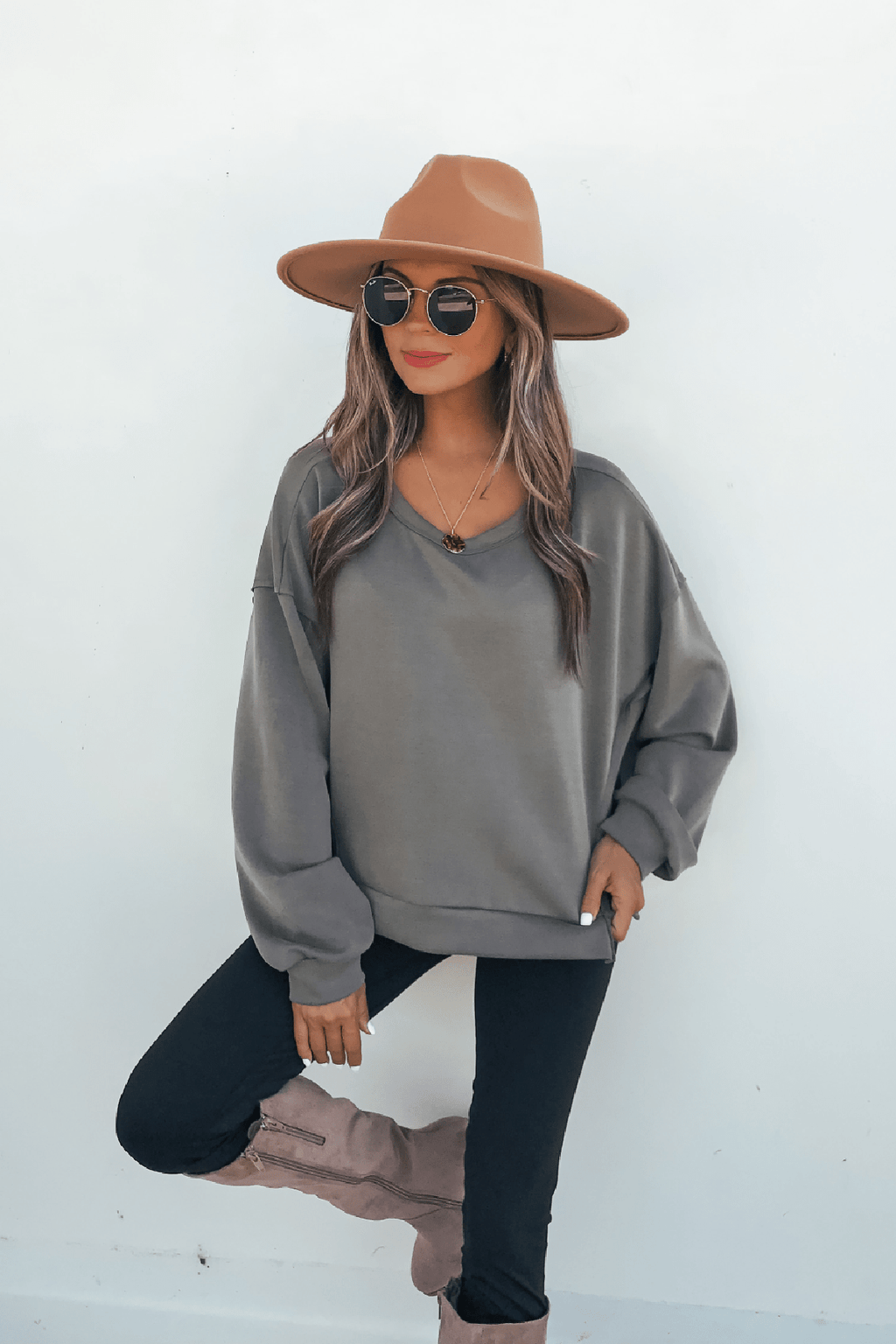 Olive Soft Cloud Scuba Top - FINAL SALE