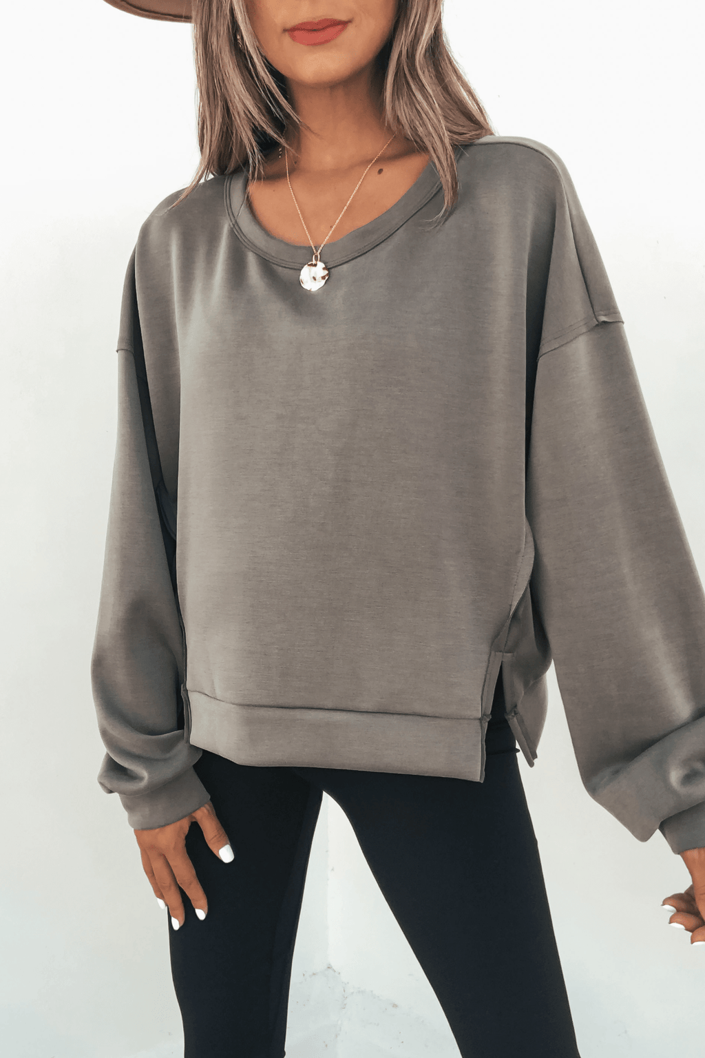 Olive Soft Cloud Scuba Top - FINAL SALE